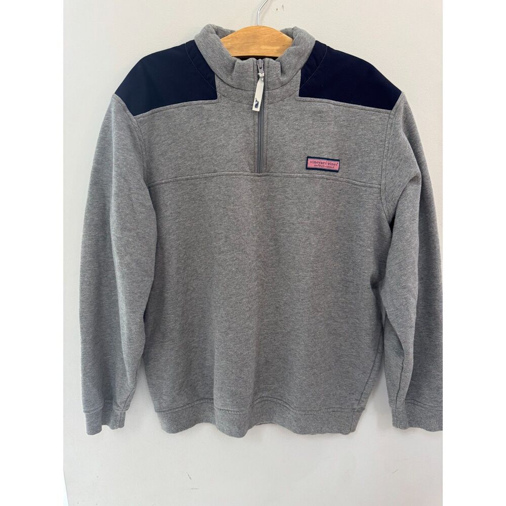 Vineyard Vines 1/4 Zip Pullover Gray Blue Large Martha’s Vineyard Preppy